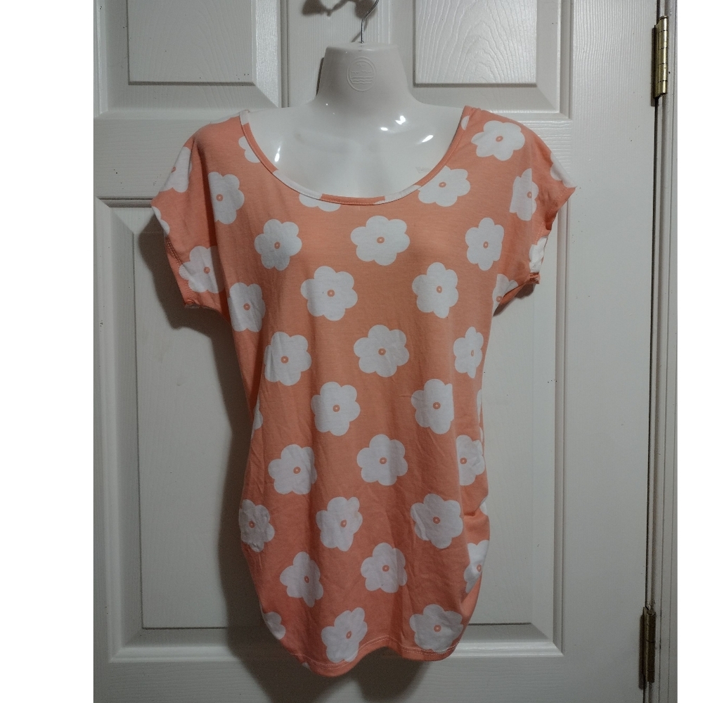 Floral Print Lace Back Detail Short Sleeve Top Small - Picture 2 of 8
